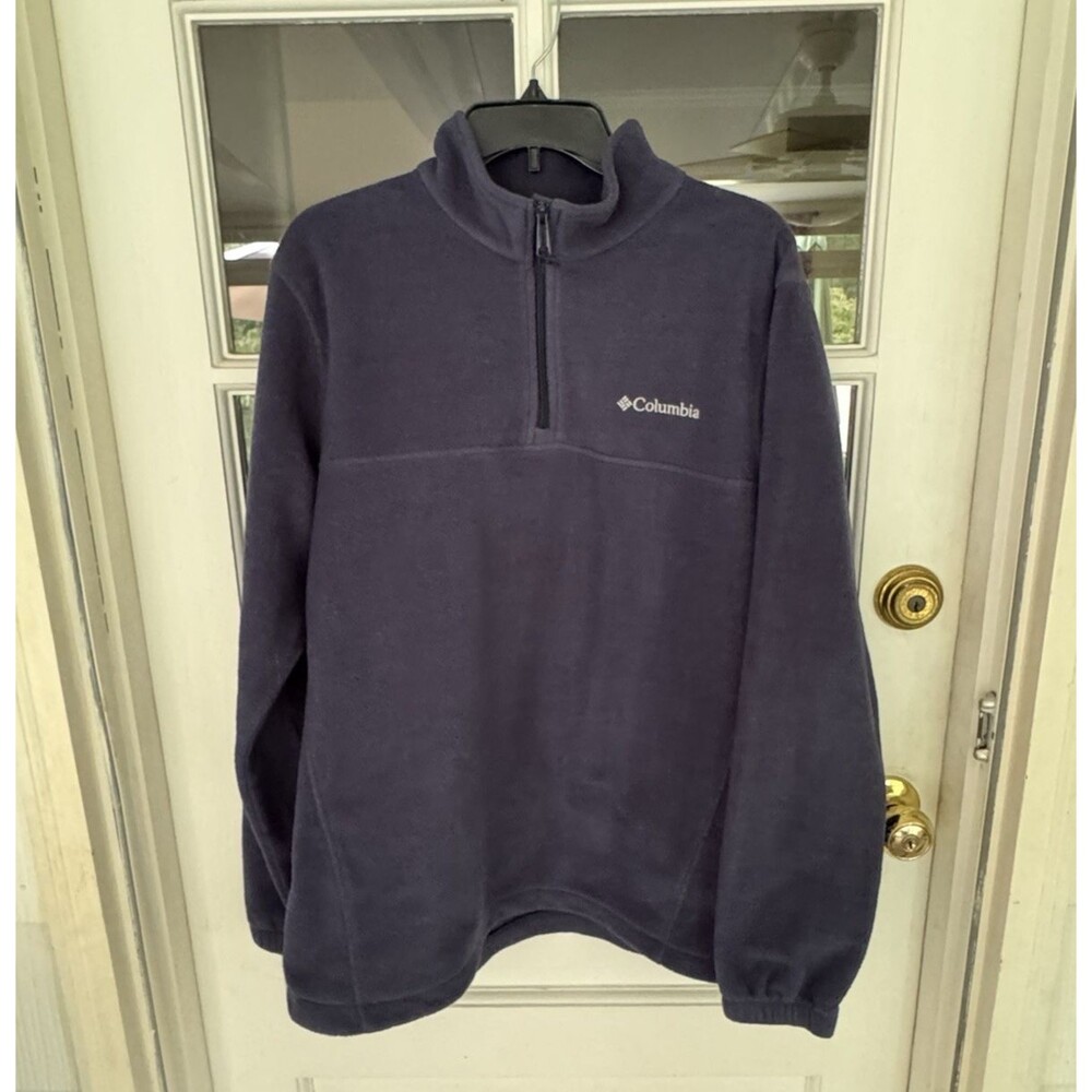 Columbia Pullover Mens Size Large Blue Fleece 1/4 Zip Sweatshirt Pullover